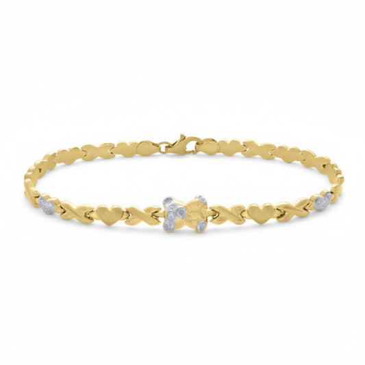 10K two-tone gold bracelet with teddy bear charms