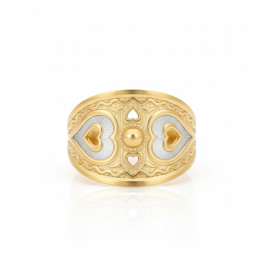 Front view of 10K Two-Tone Heart Band Ring