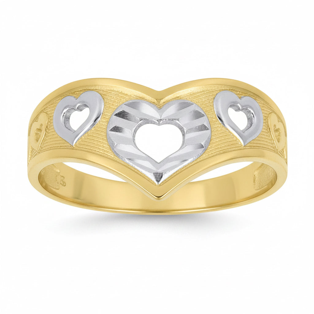 10K Two-Tone Heart Band Ring