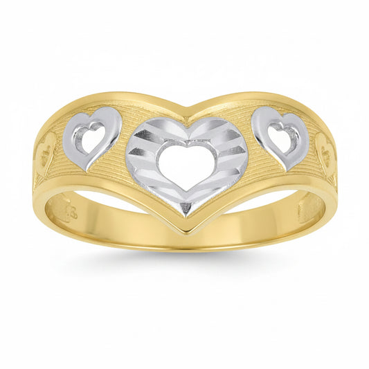 10K Two-Tone Heart Band Ring