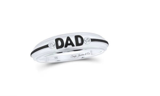 10k white gold dad diamond ring with 0.14 Cttw diamonds, size 10
