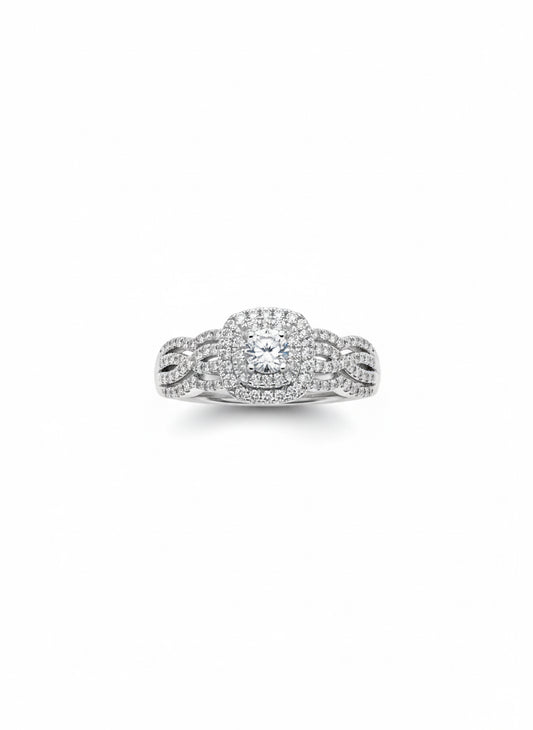 Elegant white gold engagement ring with sparkling diamonds