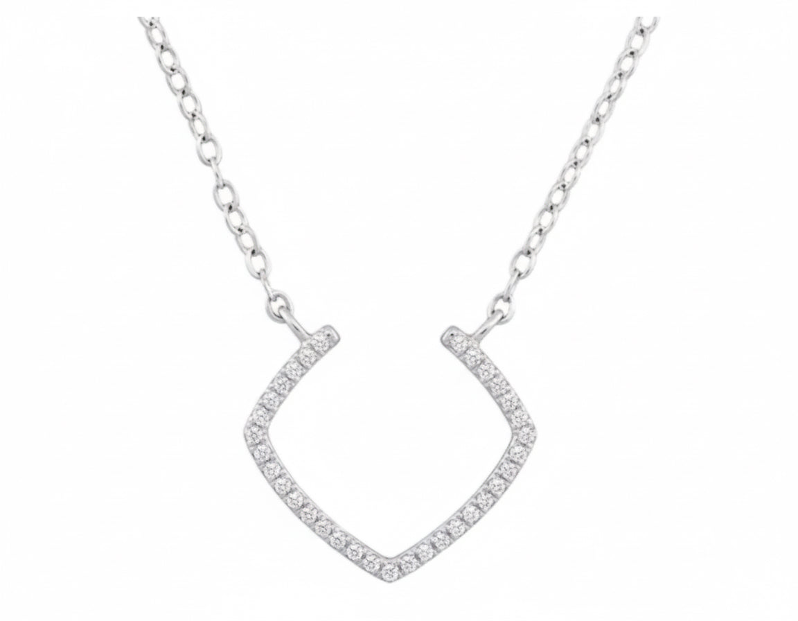 10K white gold fashion necklace with 1/10 carat total weight of round natural diamonds – 18 inch chain