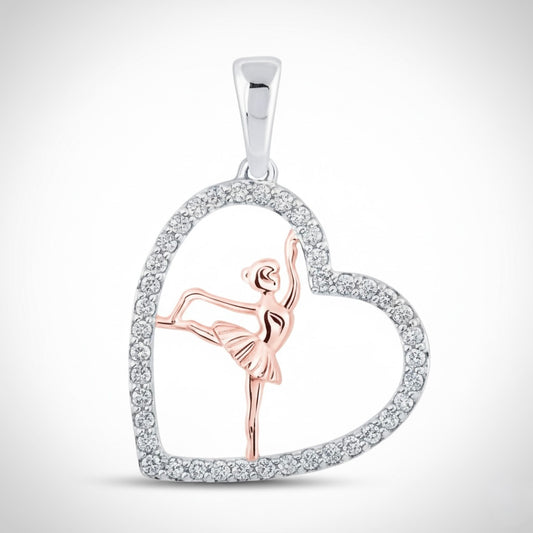 10k white gold diamond ballerina heart charm