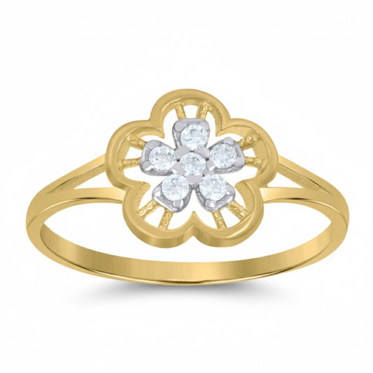10K White Sapphire Flower Ring