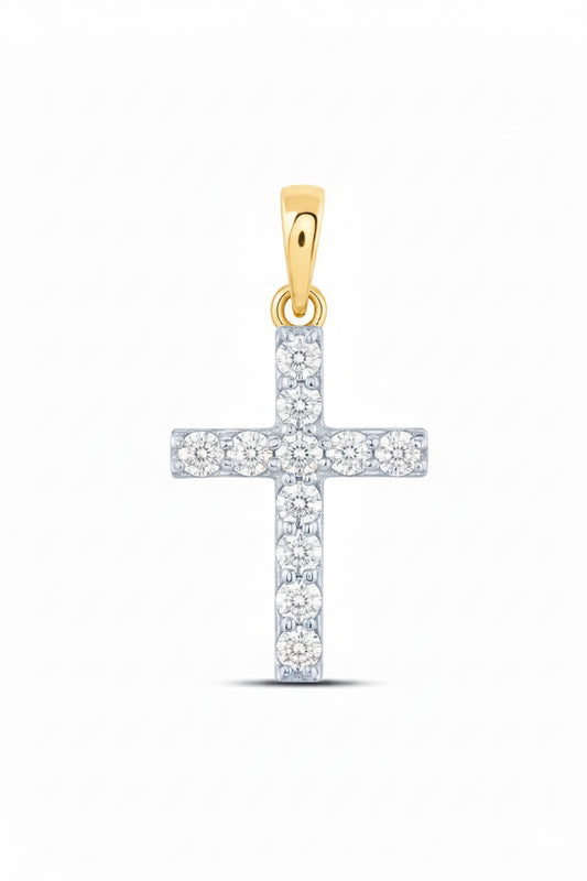 10k yellow gold 1/4 CTW diamond cross pendant