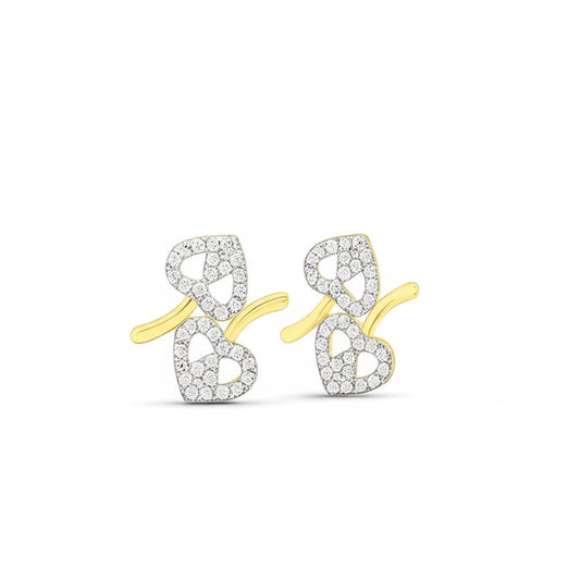 10k yellow gold diamond heart earrings with 1/4CTW natural diamonds