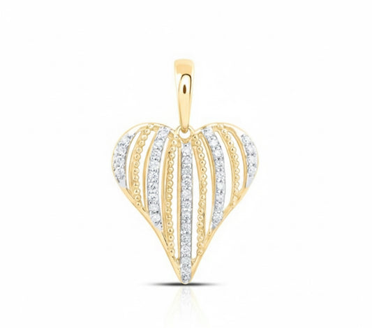 10k yellow gold 1-5ctw diamond heart pendant