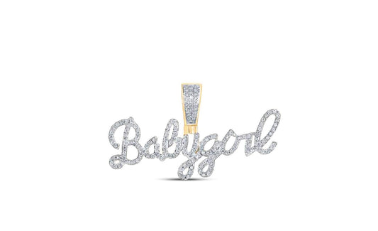 10k Yellow Gold Babygurl 3/8 Cttw Diamond Pendant Necklace – Elegant and modern design with dazzling diamonds.