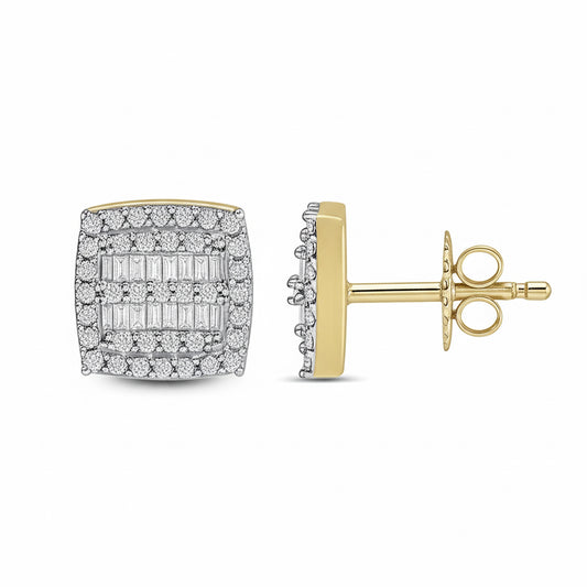 10K yellow gold baguette diamond earrings with 1/3 carat total weight
