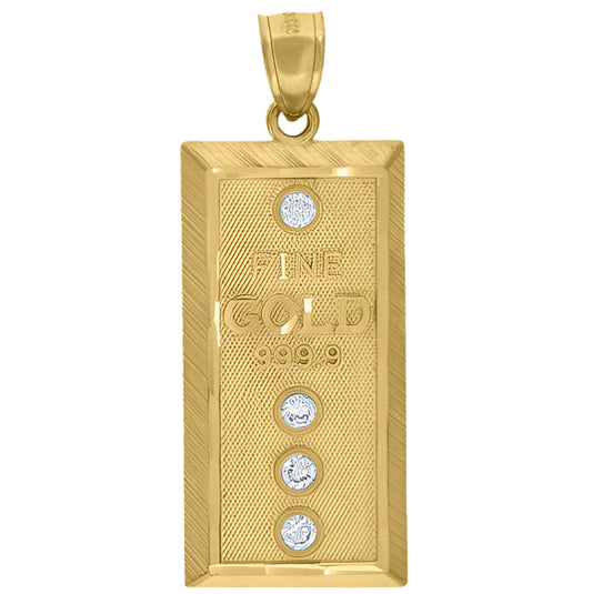 10k Yellow Gold Gold Bar Charm with White Sapphires” or “Gold Bar Pendant Charm with White Sapphire Stones