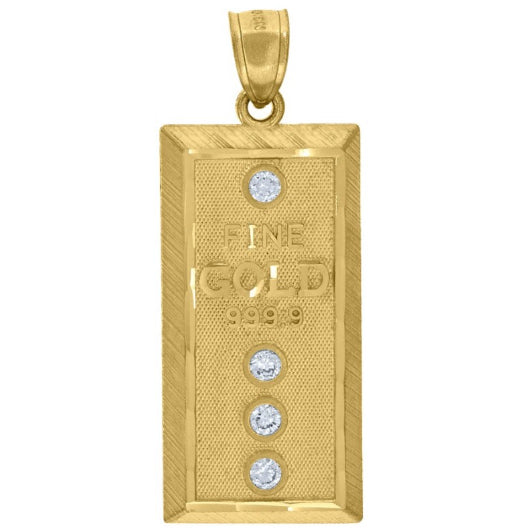 10k Yellow Gold Gold Bar Charm with White Sapphires” or “Gold Bar Pendant Charm with White Sapphire Stones