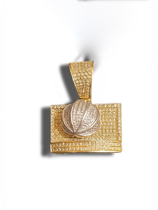 10K yellow gold basketball charm with 1/2 CT diamonds