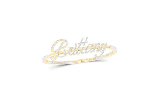 10k Yellow Gold Brittany Diamond Bangle with 2.625 Cttw round diamonds, 24.4mm width
