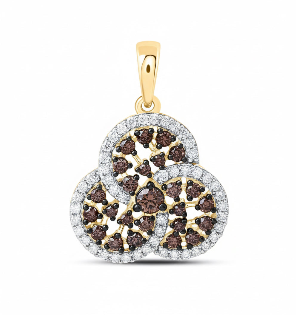 10K yellow gold trinity pendant with 5/8 CTW natural cognac diamonds