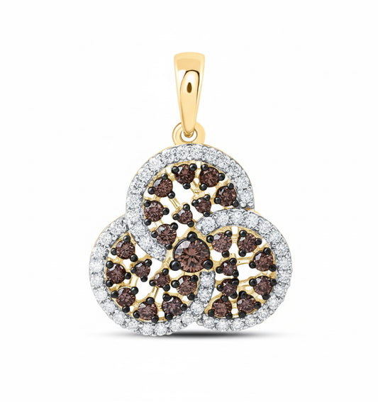 10K yellow gold trinity pendant with 5/8 CTW natural cognac diamonds