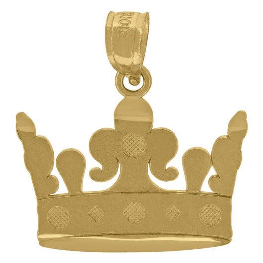 10k yellow gold crown charm pendant