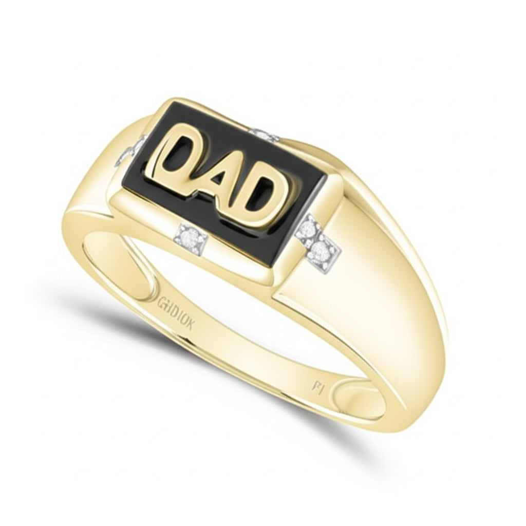 10k yellow gold dad diamond ring with 1/20 CT certified diamond