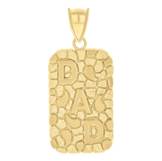 10K yellow gold DAD nugget charm 40.4mm height 17.7mm width no chain included