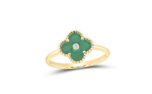 10k Yellow Gold 1/12 Cttw Diamond Clover Ring Size 7 - Elegant Jewelry with Sparkling Diamonds