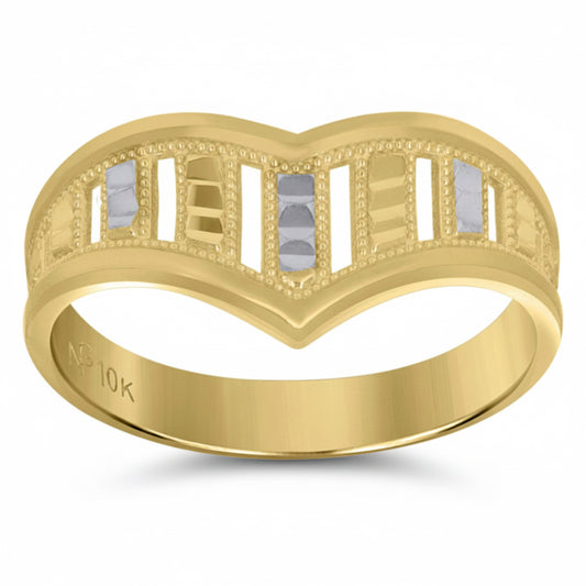 10K Yellow Gold Diamond Cut Band Ring