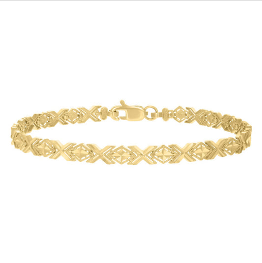 ladies bracelet in 10 karat gold, diamond-cut shine