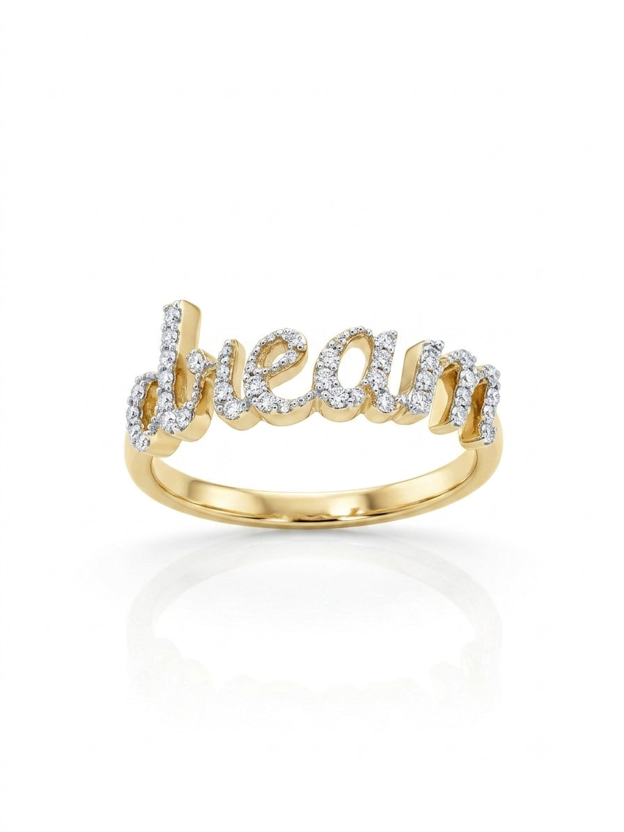 10K yellow gold diamond dream ring with natural diamonds for women
