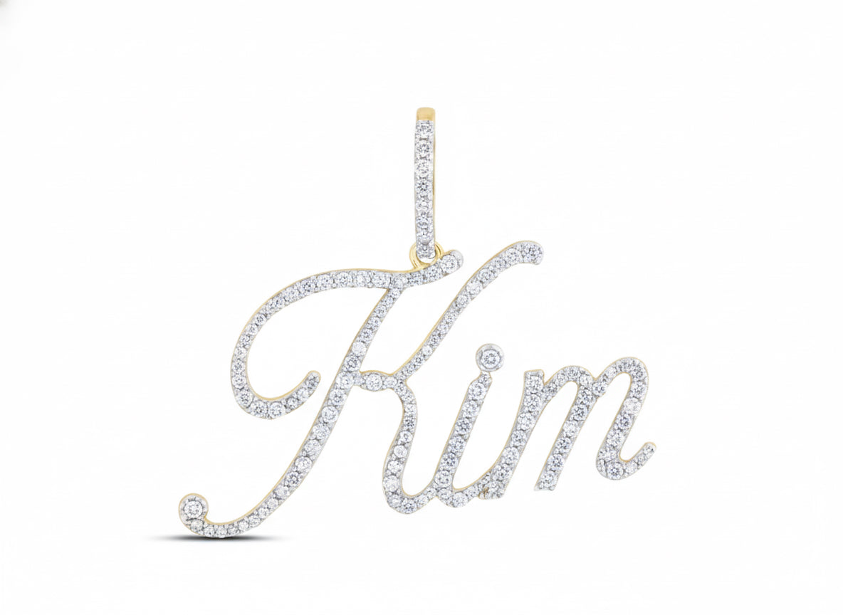 Diamond-studded 'Kim' pendant on a white background