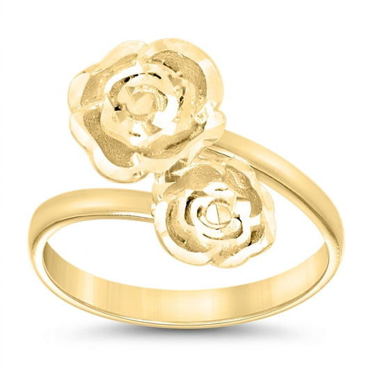 10K yellow gold double rose bypass ring