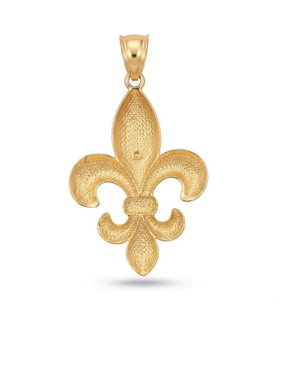 10K yellow gold diamond-cut fleur-de-lis charm