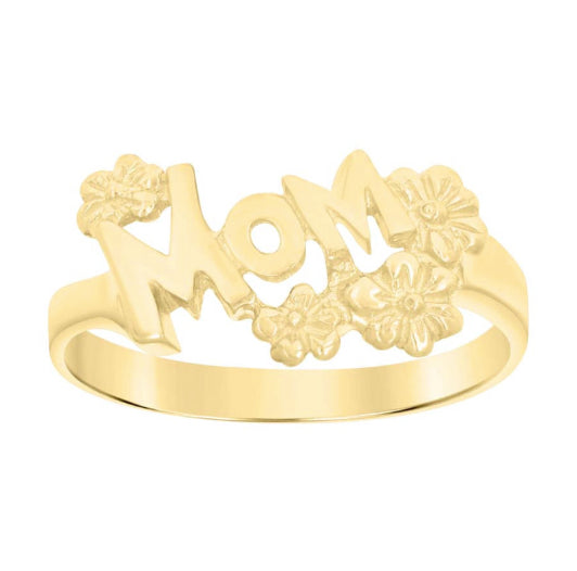 10K Yellow Gold Floral MOM Ring in size 7 – elegant mother’s jewelry