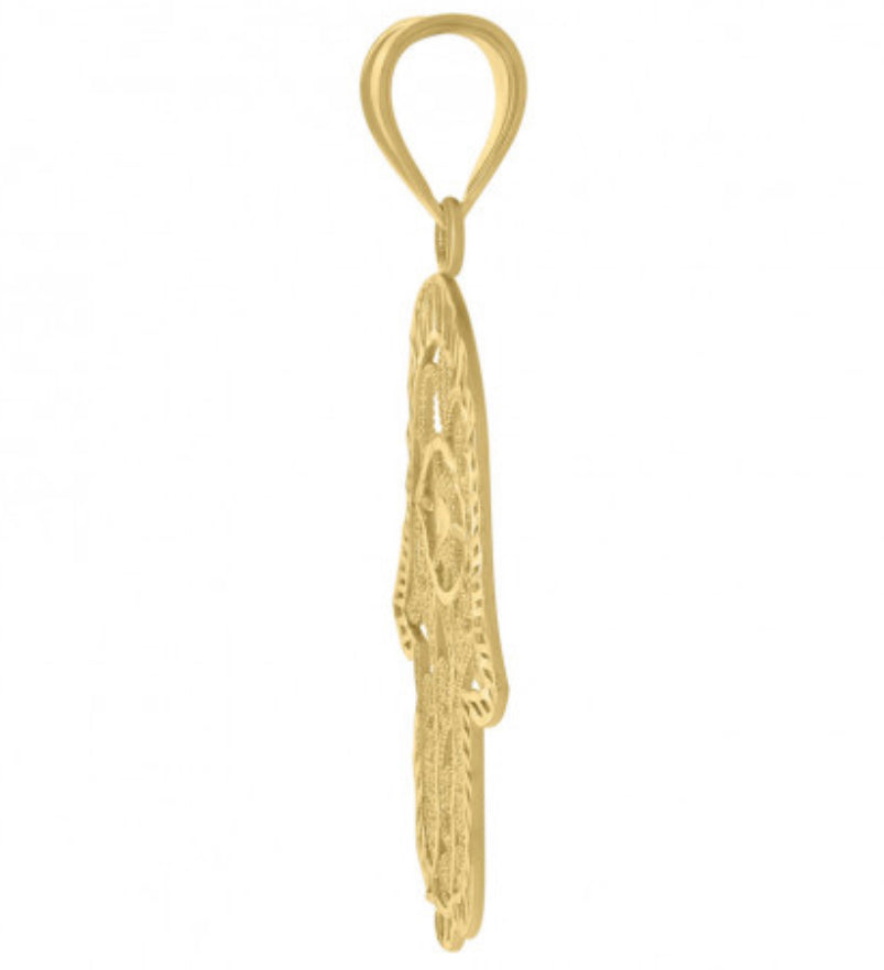 10K Yellow Gold Hamsa Filigree Charm – Symbol of Protection and Good Fortune