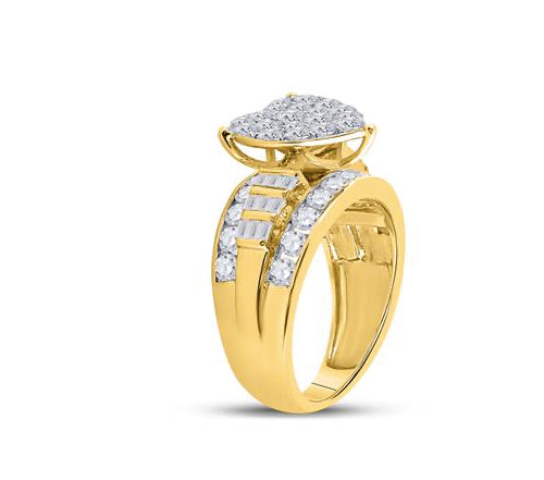 Heart Bridal 2 CTTW Diamond Engagement Ring in 10K Yellow Gold Size 7