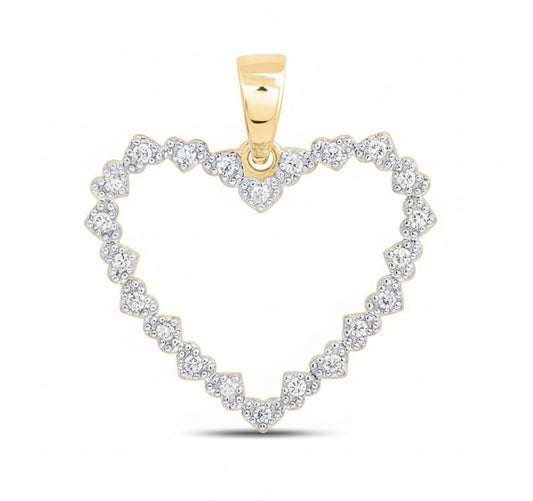 10k yellow gold heart pendant with 1/10 CTW natural diamonds, perfect gift jewelry