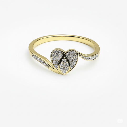 10K Yellow Gold Heart Diamond Promise Ring – 0.11 CT