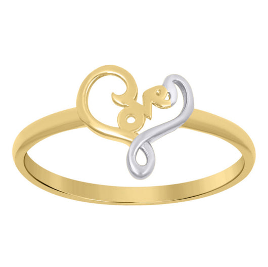 10K yellow gold heart love ring with an elegant heart-shaped design, perfect for engagements, anniversaries, or expressing love.