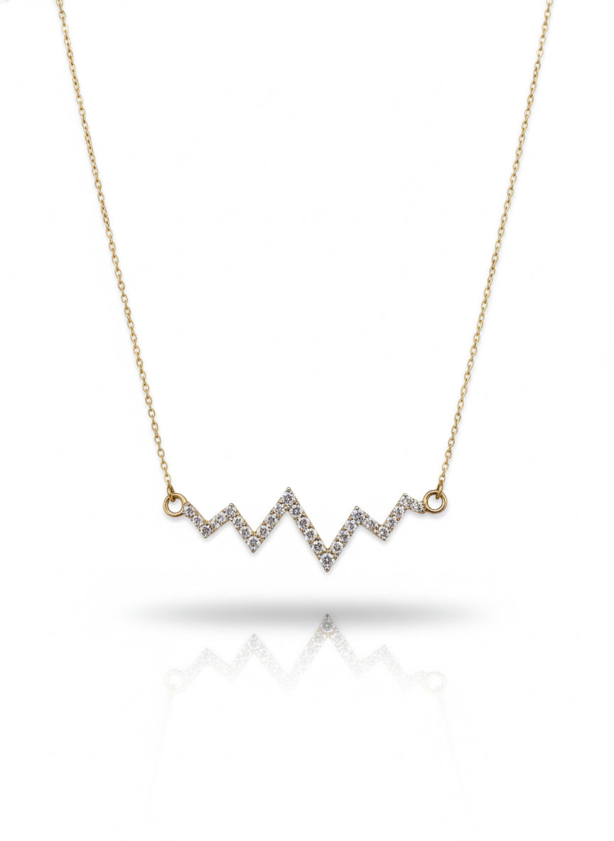 10k yellow gold heartbeat diamond necklace