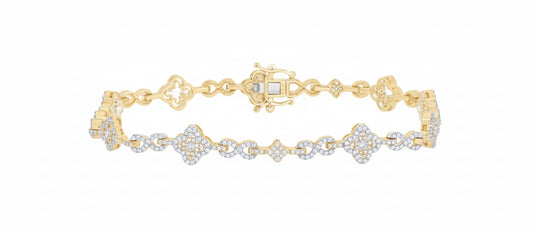 10K yellow gold diamond bracelet with 1 5/8 CTW natural diamonds in infinity clover design – 7 inch