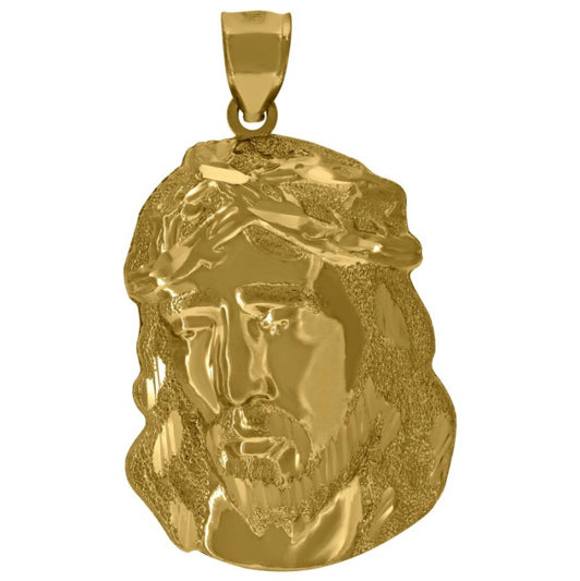 10K yellow gold Jesus face religious pendant charm