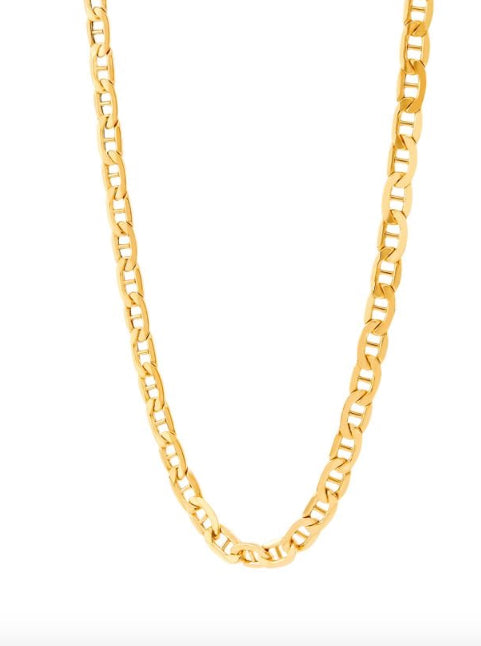 Front view of 10K yellow gold mariner Gucci chain necklace, showcasing its sleek and stylish link design.