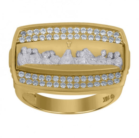 10k Yellow Gold Men's Last Supper Ring | Religious Icon Ring for Men