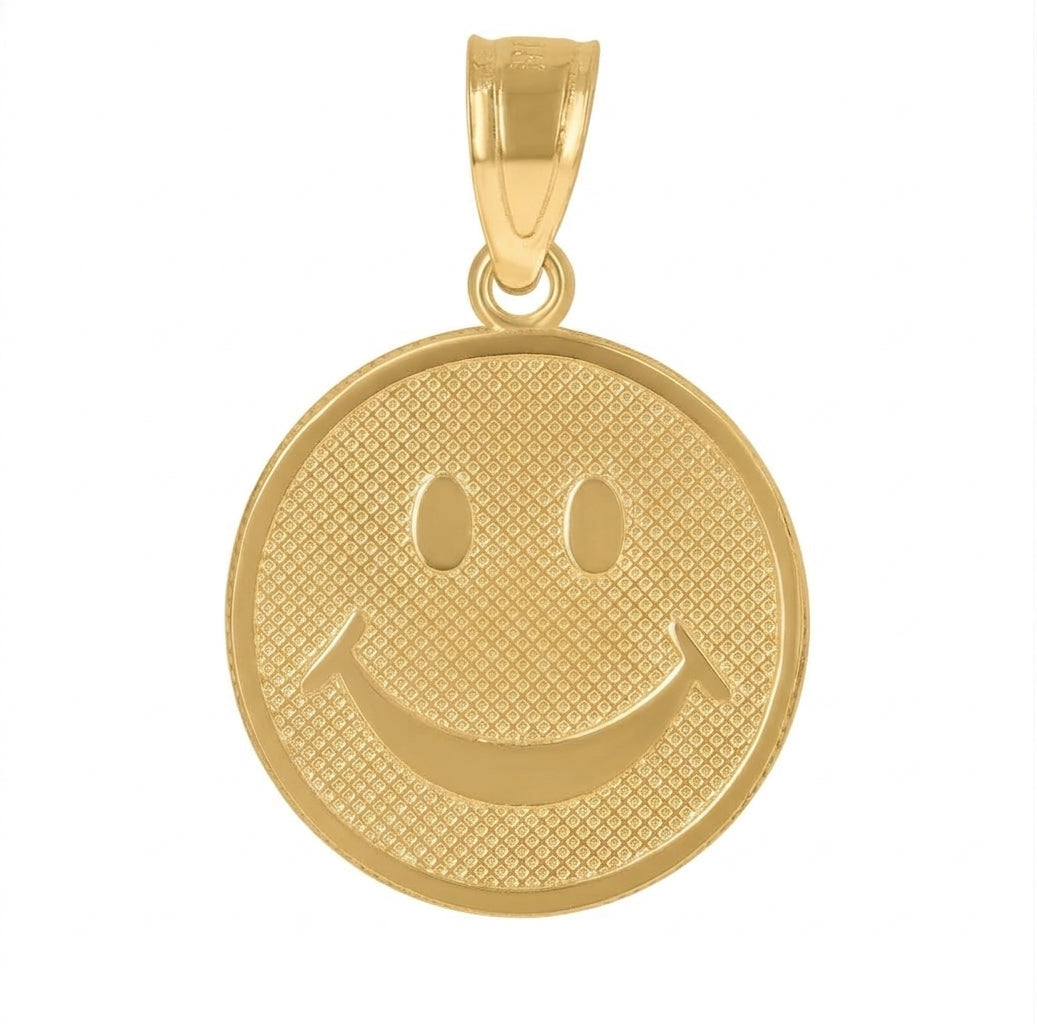 10K yellow gold men's smile charm pendant with a cheerful smile-inspired design