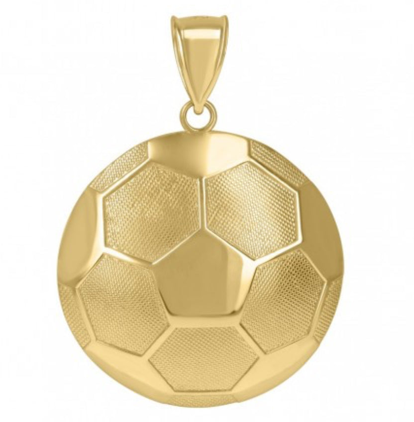 10k yellow gold men’s soccer ball charm pendant