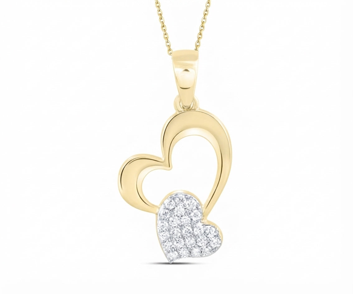 10K yellow gold heart pendant with 1/8 CTW natural round diamonds