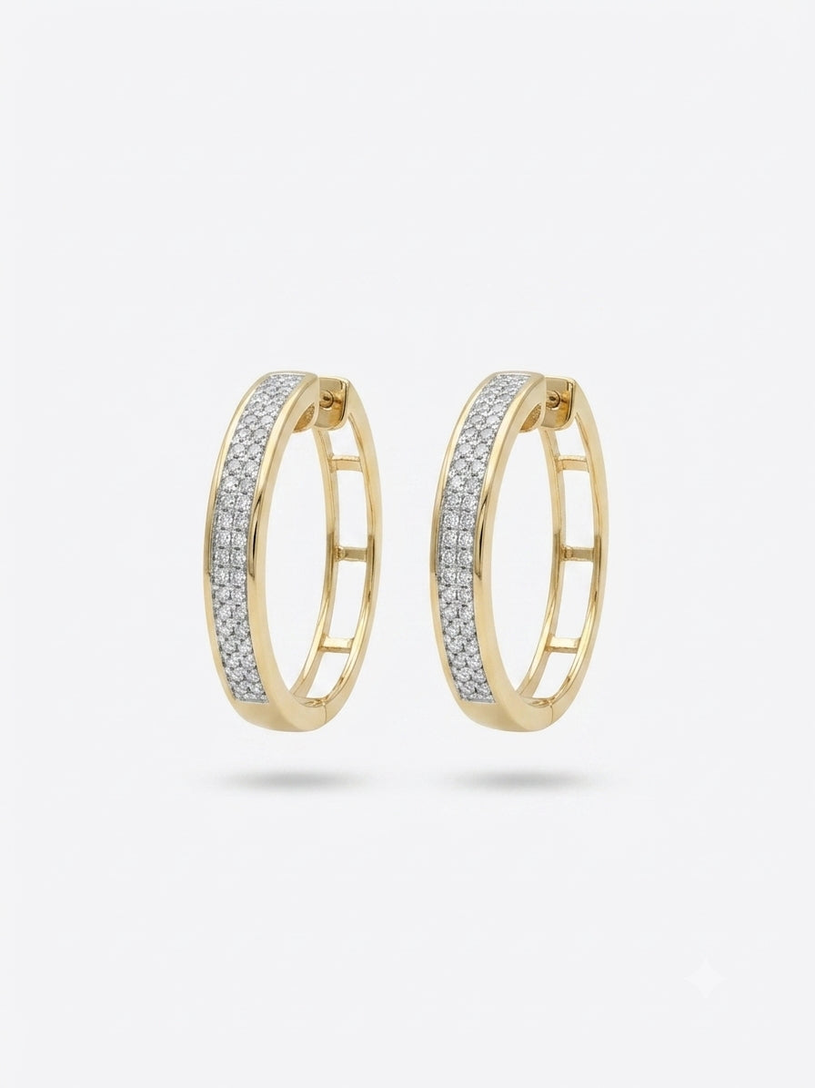 10K yellow gold diamond hoop earrings for women featuring 0.30 CTTW natural diamonds