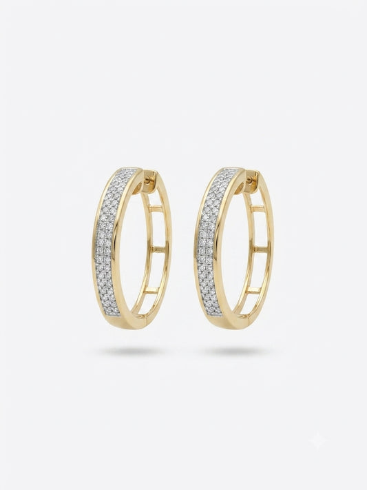 10K yellow gold diamond hoop earrings for women featuring 0.30 CTTW natural diamonds