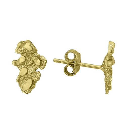 10k yellow gold nugget stud earrings with textured design