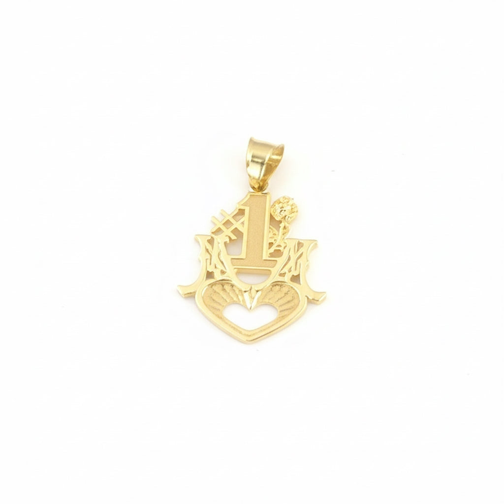 10K yellow gold number 1 mom charm gift for Mother's Day