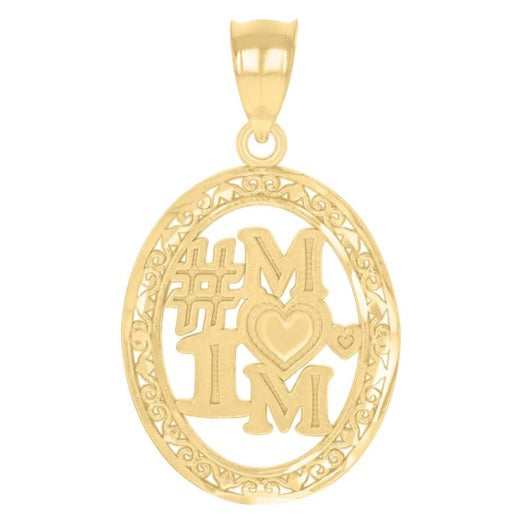 10K yellow gold #1 Mom charm pendant, no chain included