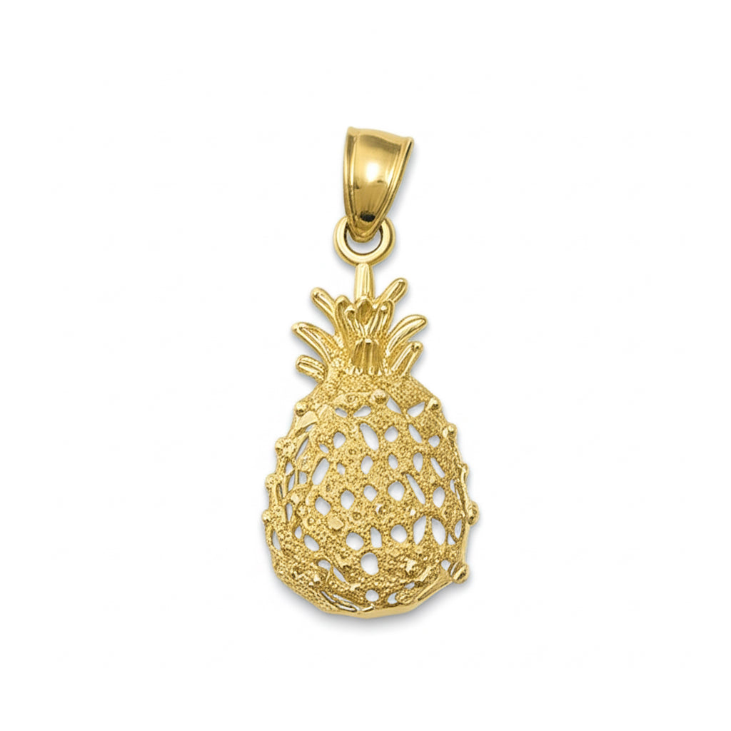 10k yellow gold pineapple charm – tropical-inspired jewelry piece